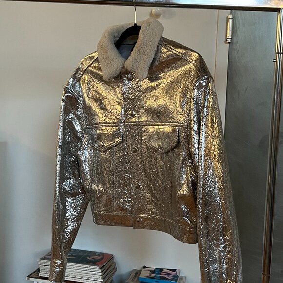 Simon Miller Metallic Fur Collar Jacket - Picture 2 of 4